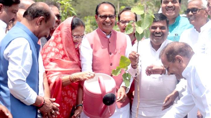 मुख्यमंत्री श्री चौहान ने स्मार्ट सिटी उद्यान में बरगद, आम, जामुन और पीपल के पौधे रोपे